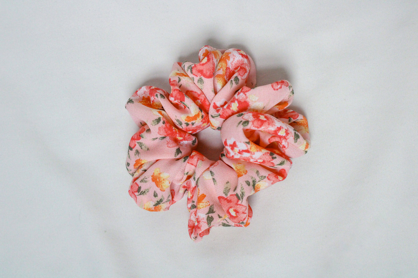 Peach Floral Scrunchie