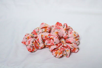 Peach Floral Scrunchie