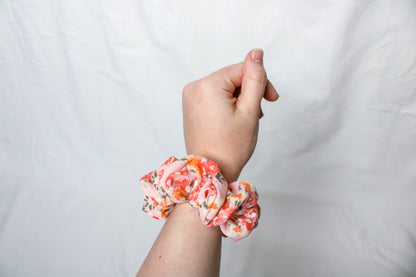 Peach Floral Scrunchie