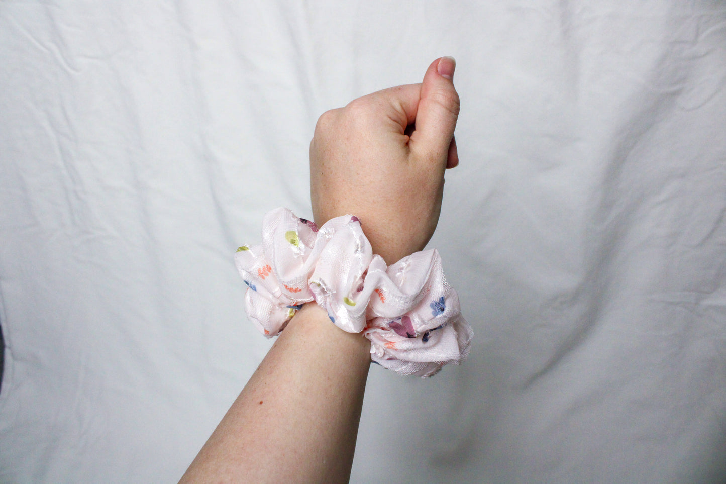 Pink Floral Scrunchie Bow