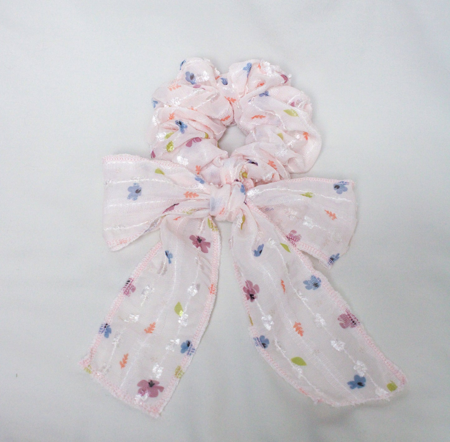 Pink Floral Scrunchie Bow