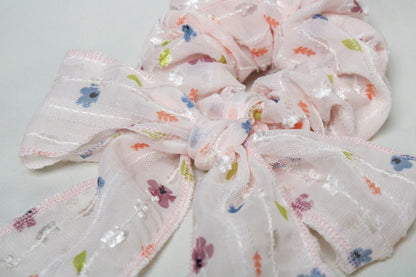 Pink Floral Scrunchie Bow