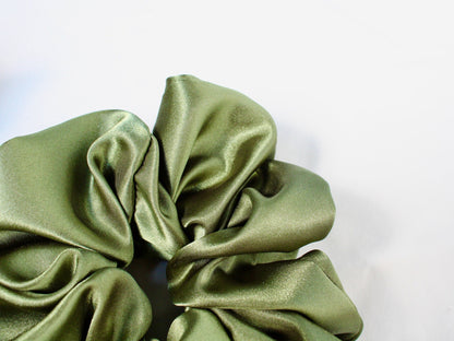 Jumbo Satin Green Scrunchie