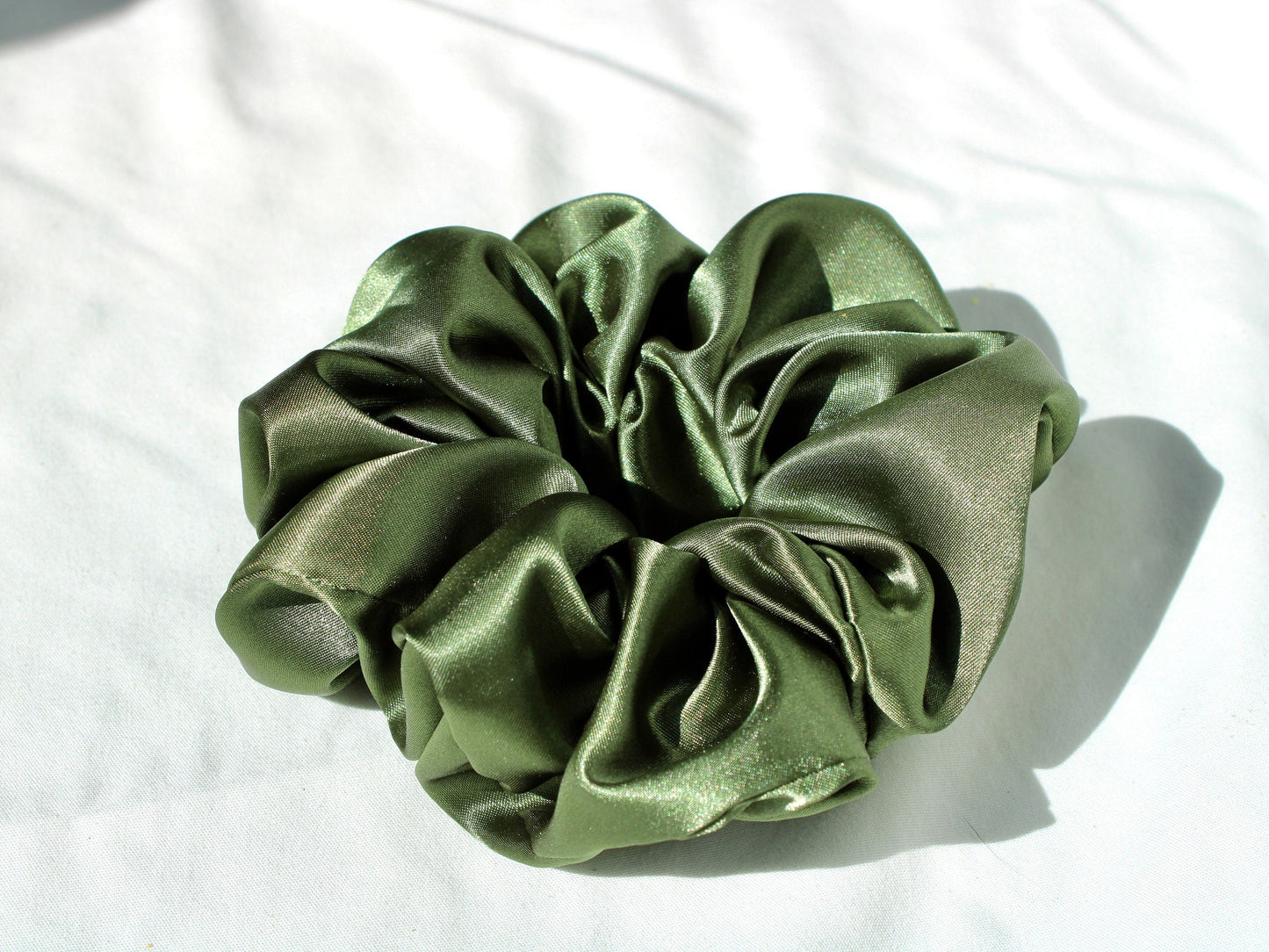 Jumbo Satin Green Scrunchie