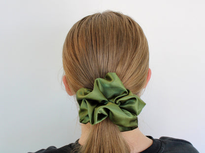 Jumbo Satin Green Scrunchie