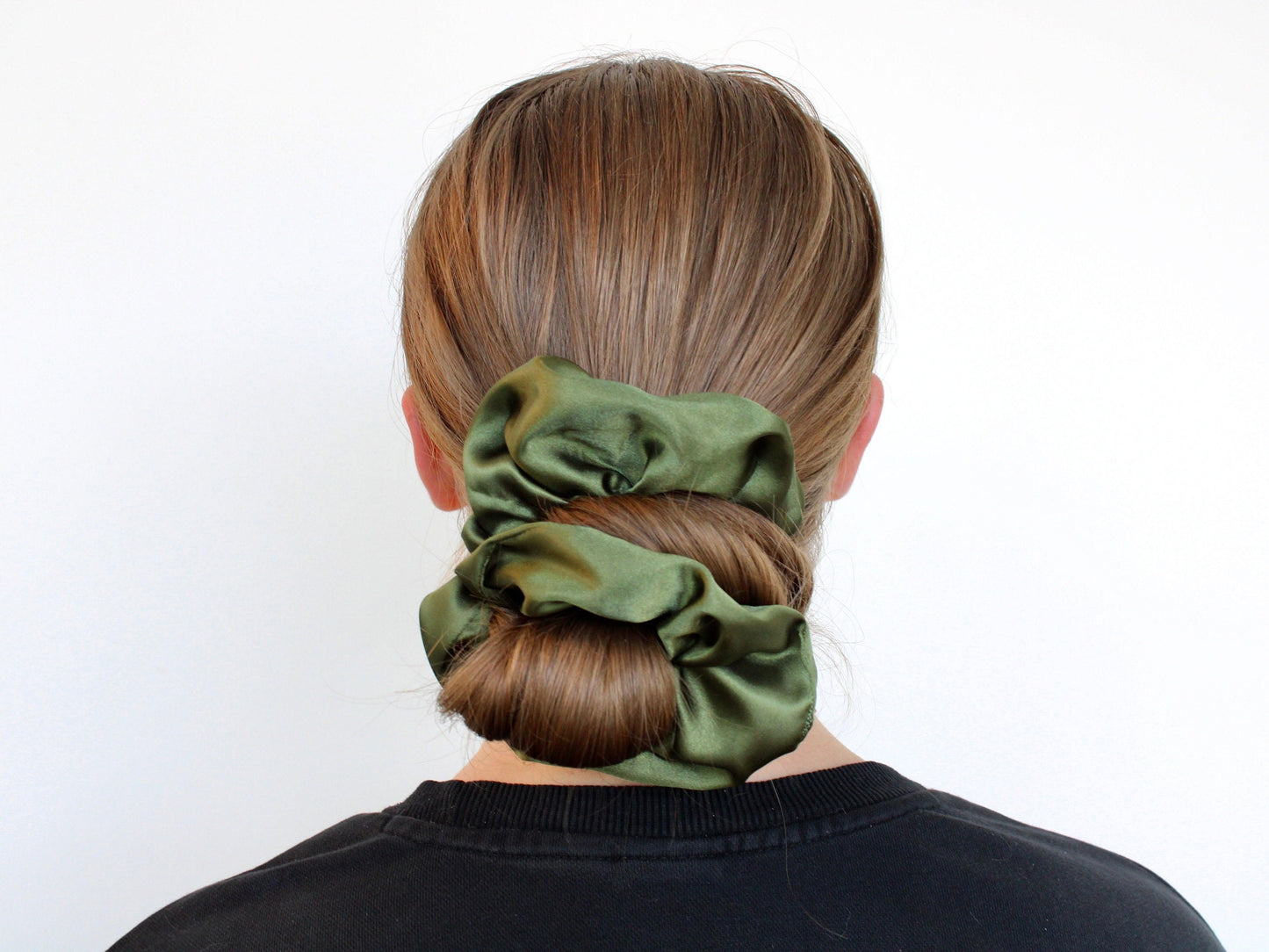 Jumbo Satin Green Scrunchie