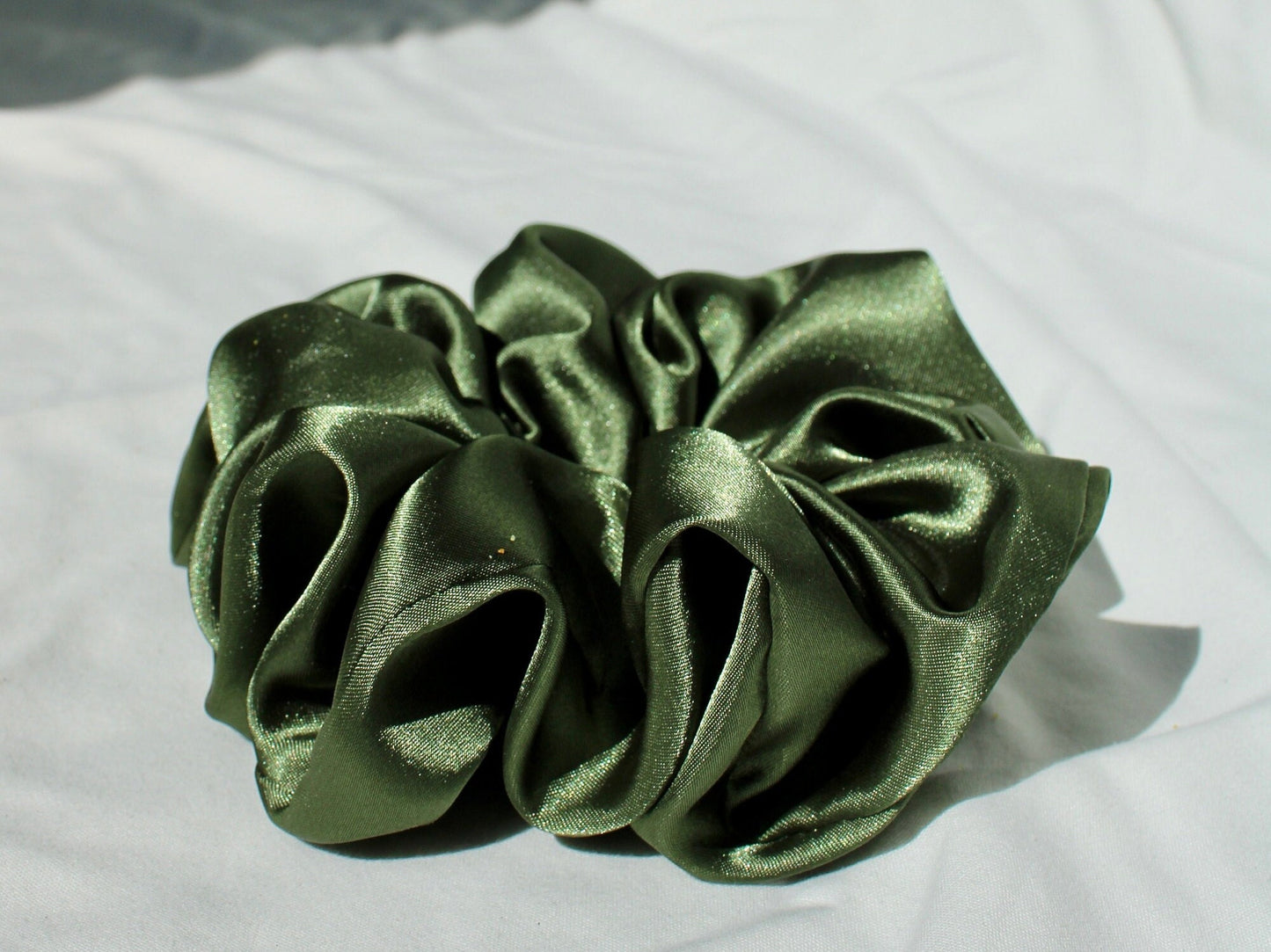 Jumbo Satin Green Scrunchie