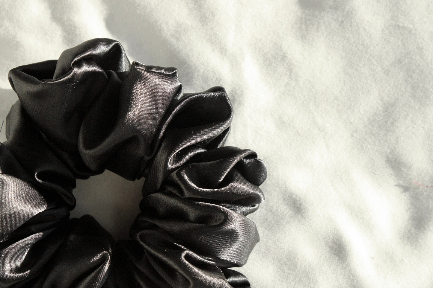 Jumbo Satin Black Scrunchie - Handmade, Oversized, XXL, Satin, Hair Accessories